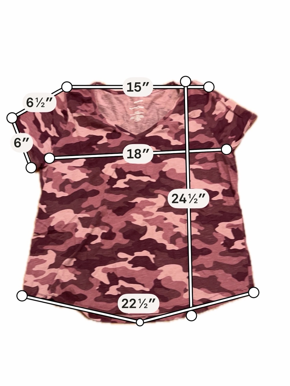 Sonoma Everyday Tee Pink Camo V-Neck Top PXXL Women's Casual Short Sleeve - Picture 3 of 6